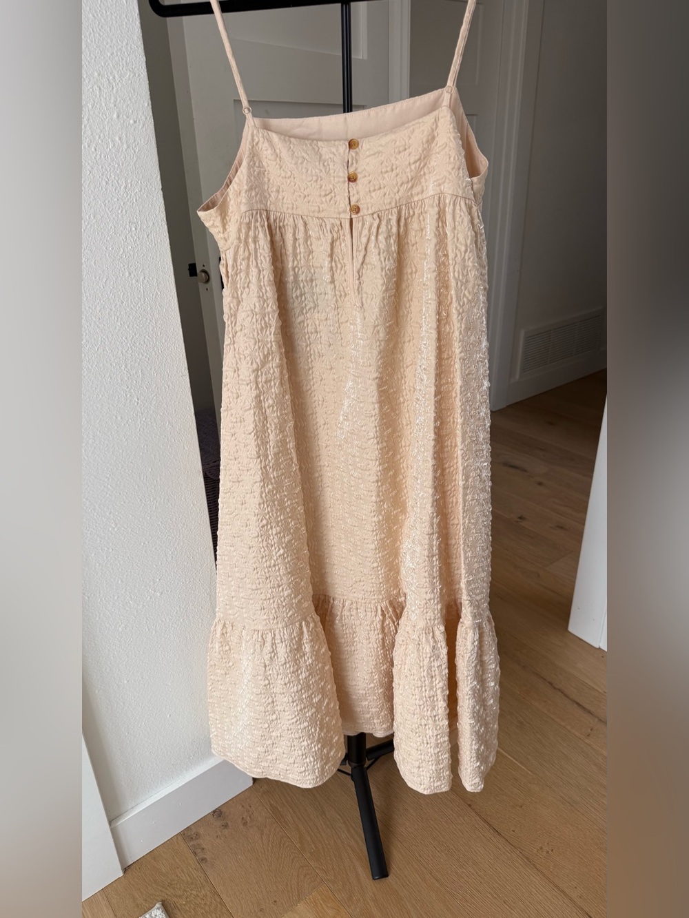Kika Vargas Cream Textured Maxi Skirt with Ruffle Hem - Picture 3 of 9